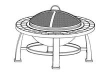 30 inch Round Slate Fire Pit Table with Spark Screen