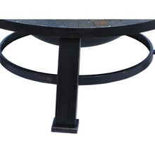 30 inch Round Slate Fire Pit Table with Spark Screen
