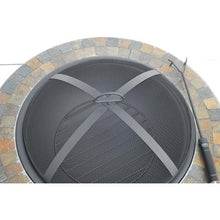 30 inch Round Slate Fire Pit Table with Spark Screen